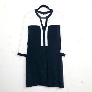 TIBI black/white Color block silk dress